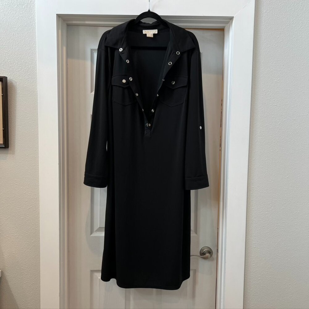 Michael Kors Black Shirt Dress Long (front pockets) Sleeve straps
